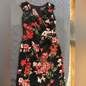 Adrianna Papell Red Sheath Midi Dress V-Neck Sleeveless